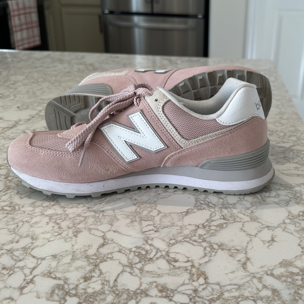 New Balance Blush and White Sneakers
